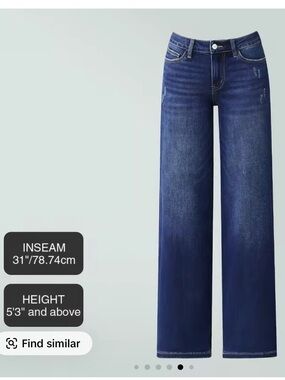 Classic Wide Leg Women's Jeans - Dark Blue